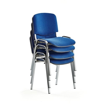 Elevstol 4-pak, blåt stof, krom stel